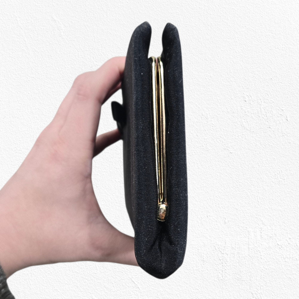 1940s Vintage Black Evening Clutch Kiss Lock Vintage Slim Formal Handbag USA - Picture 4 of 12